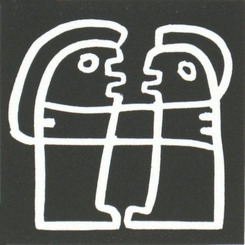 Me and You - Linocut, black ink, by Jane Bristowe