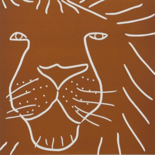 Lion Head - Linocut, brown ink, by Jane Bristowe