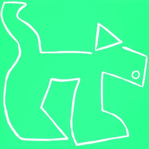 Dog - Linocut, bright green ink, by Jane Bristowe