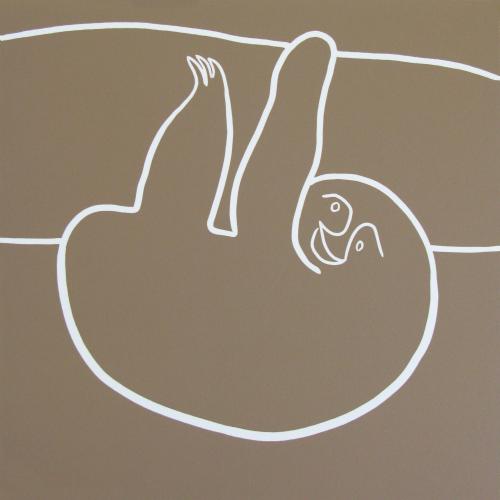 Sloth - Linocut, mushroom ink, by Jane Bristowe